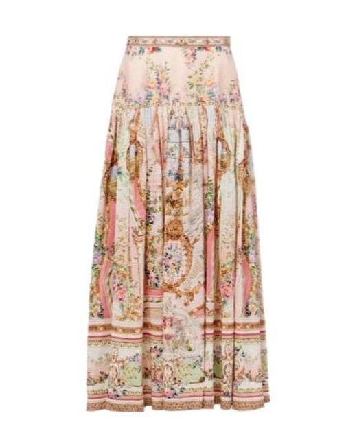 Camilla Natural Gathered Linen And Silk Maxi Skirt
