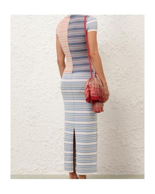 Zimmermann White Rebellion Stripe Midi Skirt