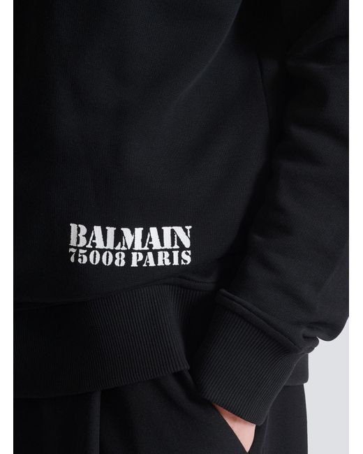 Balmain Black Logo Printed Crewneck Sweatshirt for men