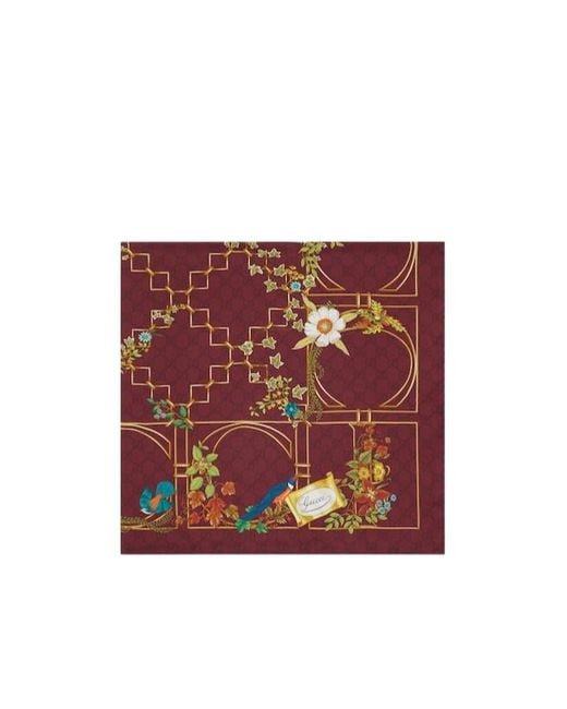 Gucci Red Floral Print Scarf