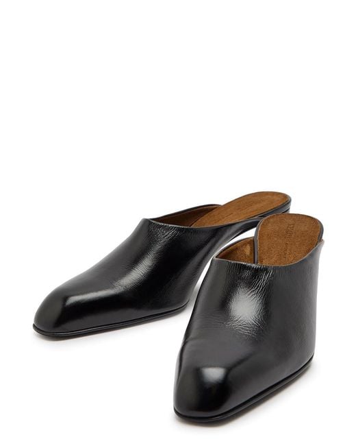 Khaite Black Glossed Leather Mules