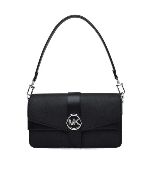 MICHAEL Michael Kors Black Logo-Plaque Leather Tote Bag