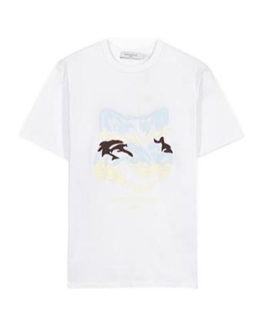 Maison Kitsuné White Short-Sleeved T-Shirt for men