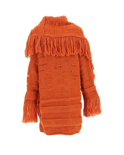 Stella McCartney Orange Asymmetric Fringed Cape