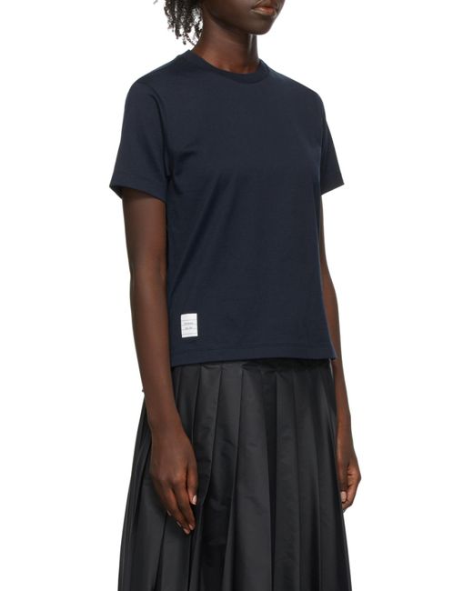 Thom Browne Blue Logo Patch Crewneck T-Shirt