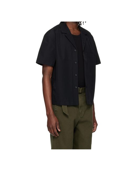 Entire studios Black Camp Collar Straight Hem Shirt for men