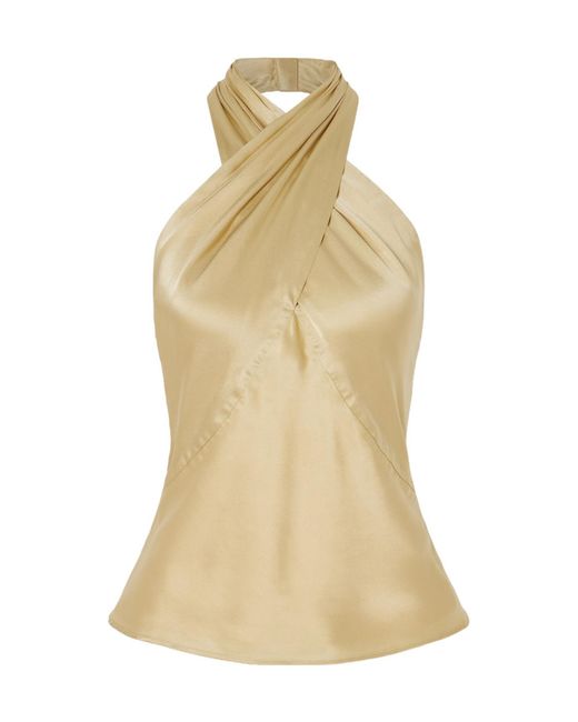 L'Agence Metallic Satin Halter Top