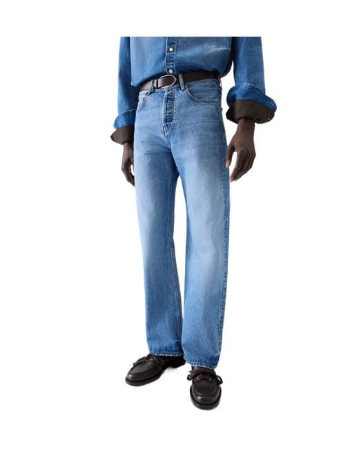 Jacquemus Blue Mid-Rise Straight-Leg Jeans for men
