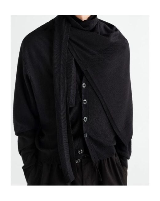 Lemaire Black Asymmetric Wrap Scarf for men