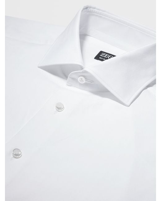Zegna White Long-Sleeved Tailored Shirt for men