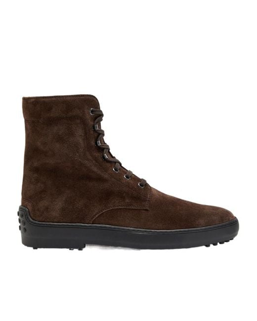 Tod's Brown Winter Gommino Suede Ankle Boots for men
