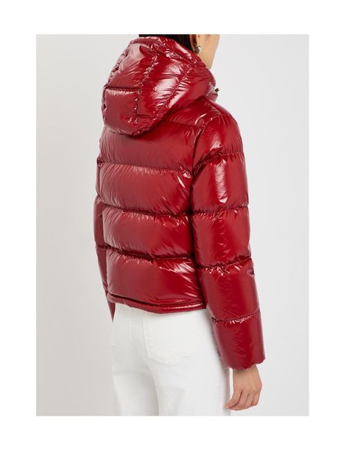 Moncler Red Niveole Padded Hooded Nylon Jacket