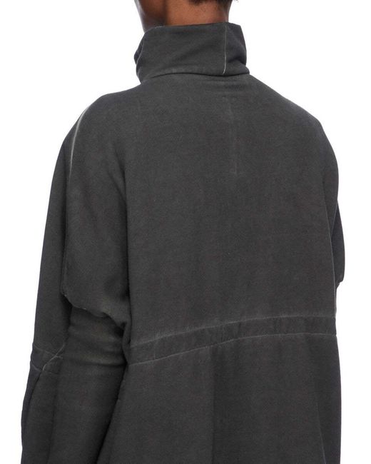 Rick Owens Black High-Neck Long-Sleeved Sweatshirt