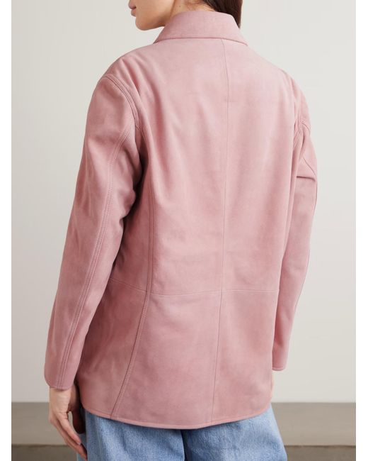 Nour Hammour Pink Seleste Patchwork Suede Jacket