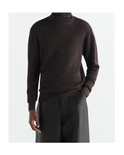 Lemaire Black Mouline Turtleneck Knitted Sweater for men