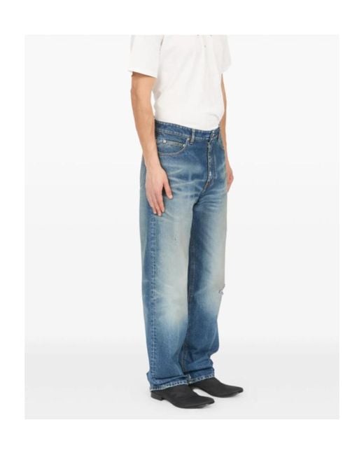 MM6 by Maison Margiela Blue Straight Distressed Jeans for men