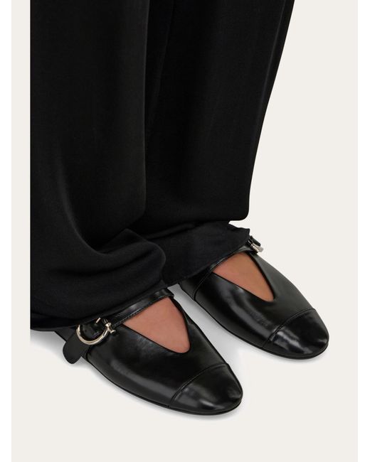 Ferragamo Black Gancini Ballet Flat