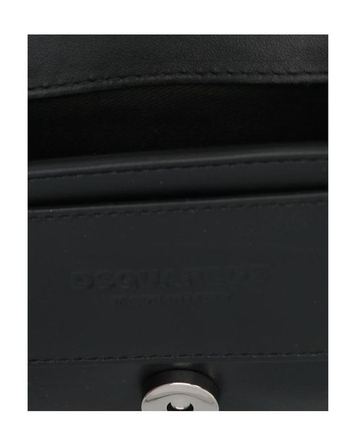 DSquared² Black Logo Plaque Fold-Over Shoulder Bag
