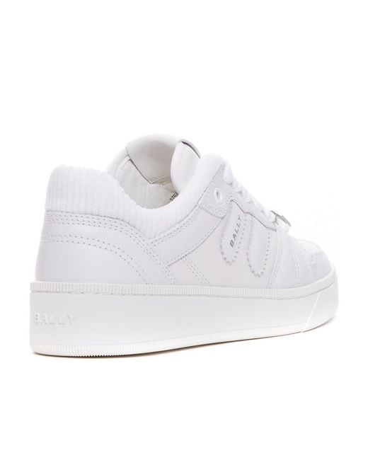 Bally White Round Toe Lace-Up Sneakers