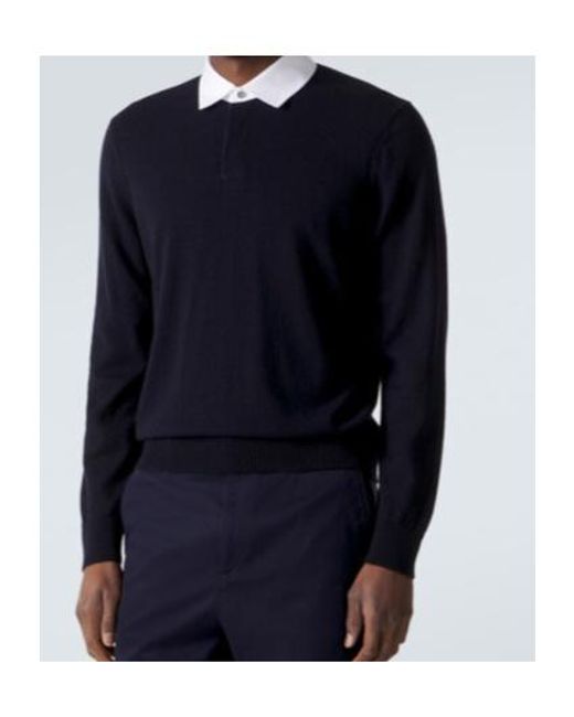 Dunhill Blue Collared Long-Sleeved Sweatshirt for men