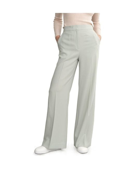 Calvin Klein Gray Twill Wide-Leg Trousers