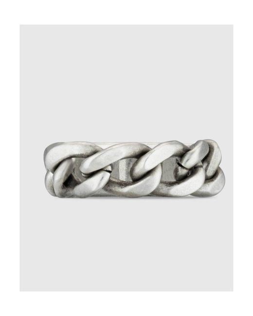 Gucci White Logo Plaque Chain Ring