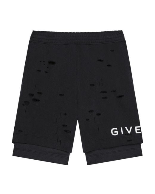 Givenchy Black Archetype Destroyed Effect Detailed Shorts for men