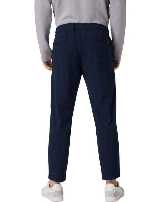 Boss Blue Elasticated-Waist Tapered Chinos for men