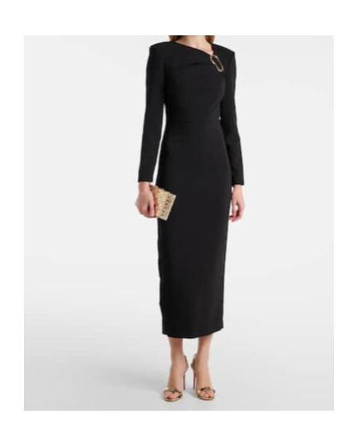 Roland Mouret Black Asymmetric Crepe Midi Dress