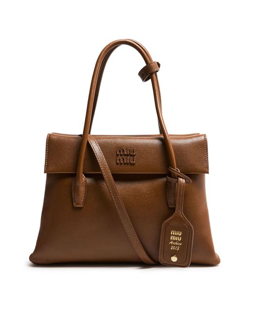 Miu Miu Brown Nappa Leather Archive Bag