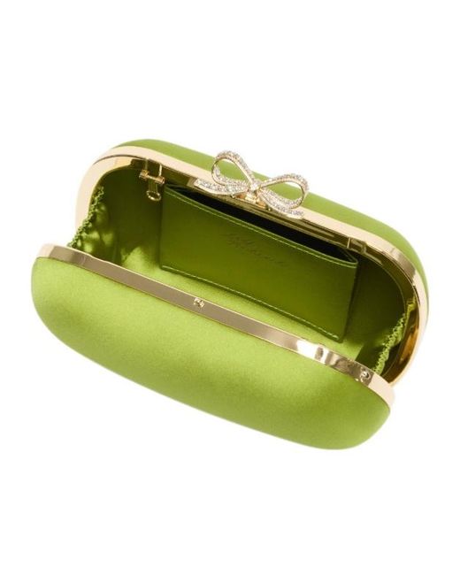 Self-Portrait Green Bow Chain Clutch Bag