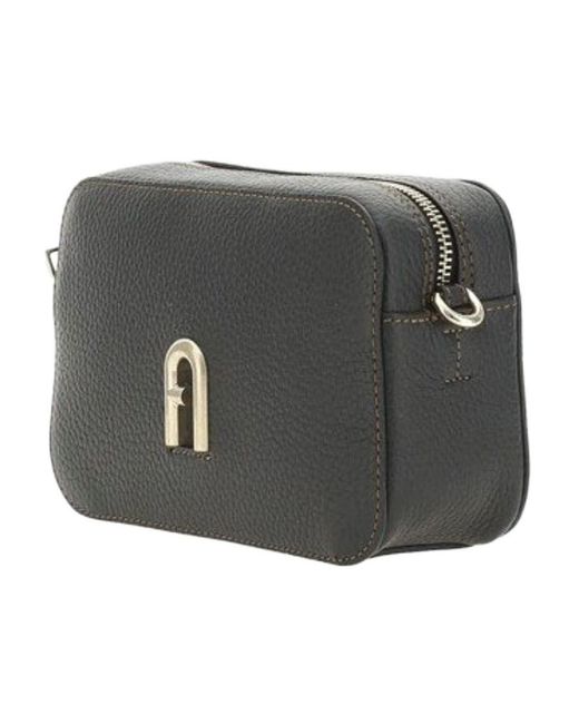 Furla Black Logo-Plaque Zipped Mini Crossbody Bag