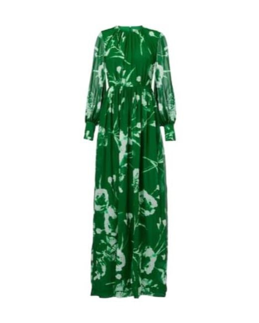 Erdem Green Floral Silk Voile Gown
