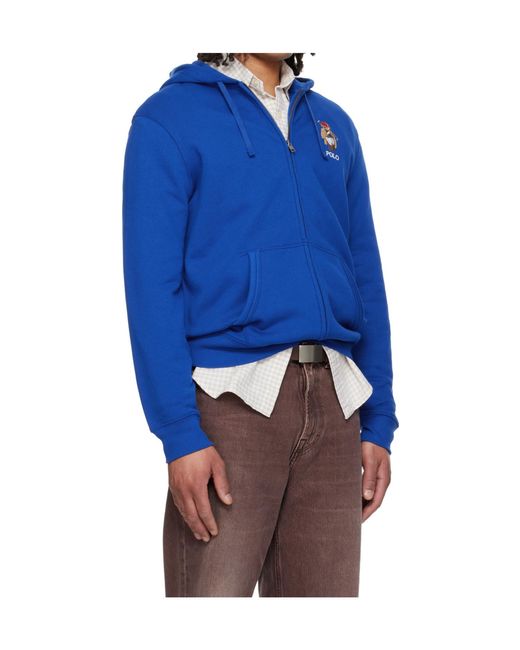 Polo Ralph Lauren Blue Long-Sleeved Full-Zip Hoodie for men