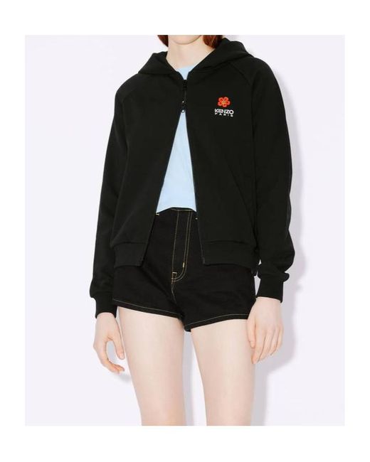 トップス KENZO BOKE FLOWER CREST CARDIGAN KENZO 'Boke Flower Crest' Hooded Embroidered Zip-Up Cardigan