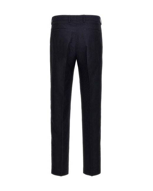 Etro Blue Patterned Pleat Front Trousers for men