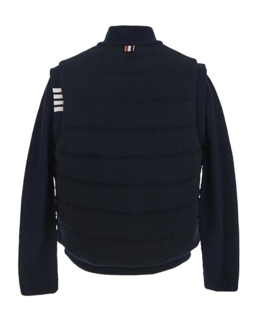 Thom Browne Blue Padded Press-Stud Ribbed Jacket for men