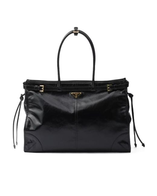 Prada Black Bonnie Extra-Large Leather Handbag
