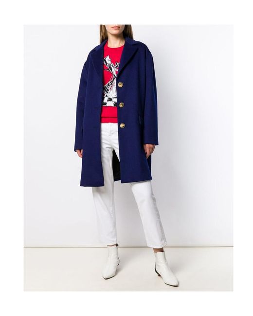 Moschino Blue Single-Breasted Coat