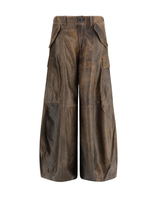 R13 Brown Leather Cargo Pants