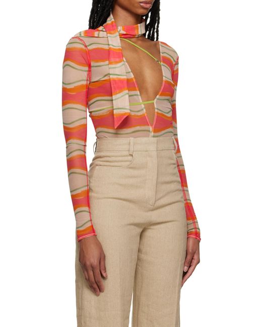 Jacquemus Orange Le Abanaba Semi-Sheer Bodysuit