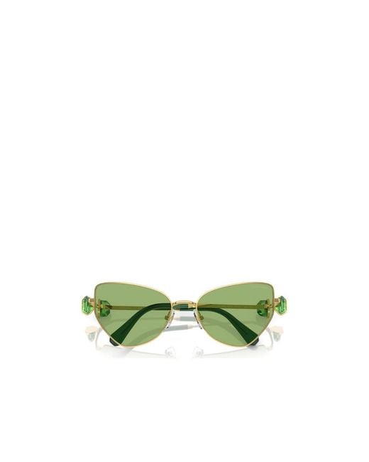 Swarovski Green Hinged Crystal-Embellished Cat-Eye Sunglasses