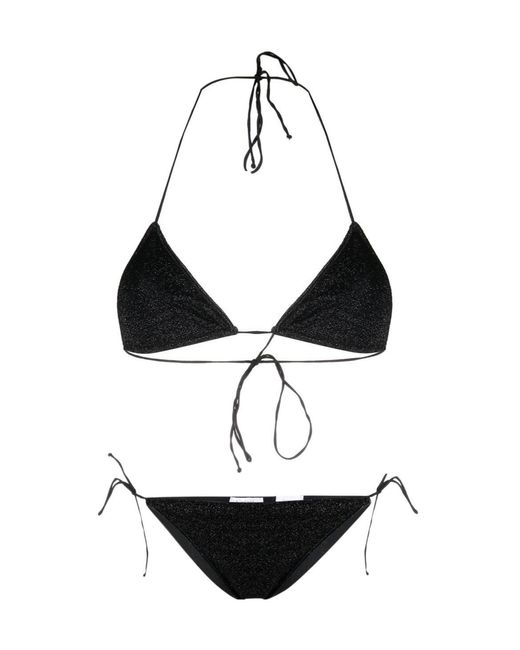 Oseree Black Metallic-One-Tone Bikini