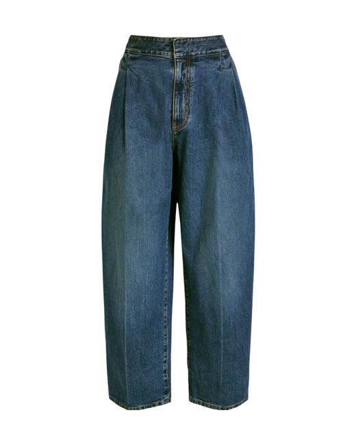 Alaïa Blue Pleated Cotton Wide-Leg Jeans