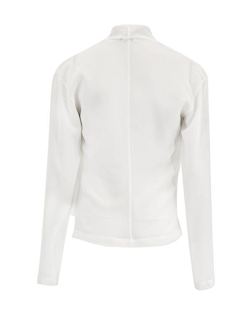 Brunello Cucinelli White Draped Cowl-Neck Blouse