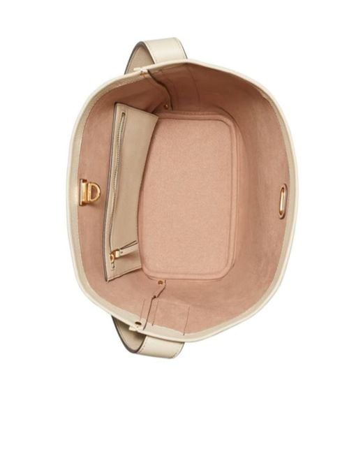 Tory Burch Natural Lock Slim Bucket Bag