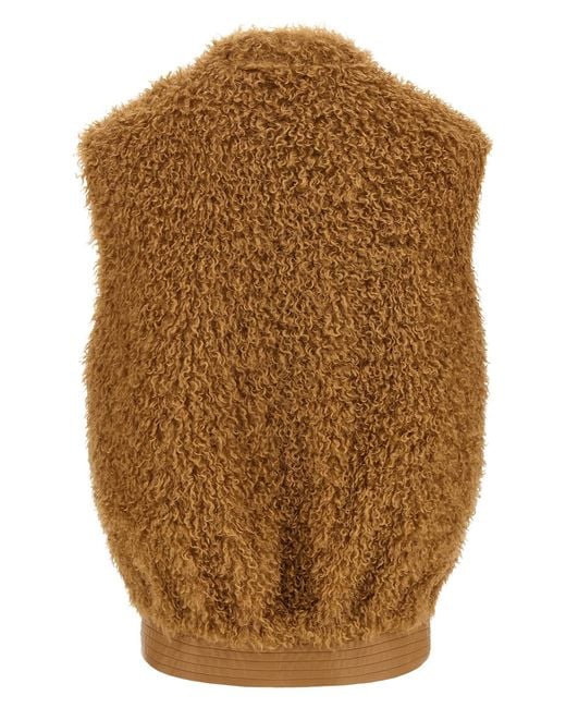 Twinset Brown Teddy Double-Breasted Vest Coat