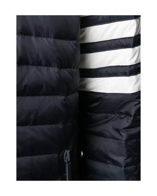 Thom Browne Blue 4-Bar Hooded Down Coat for men