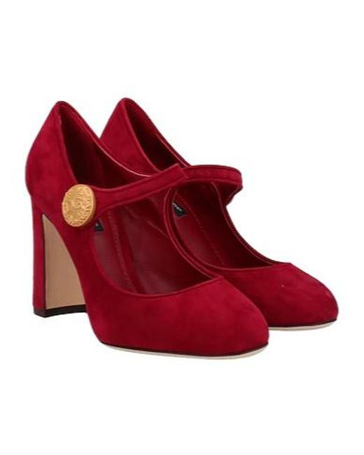 Dolce & Gabbana Red Roundtoe Mary Jane Flats