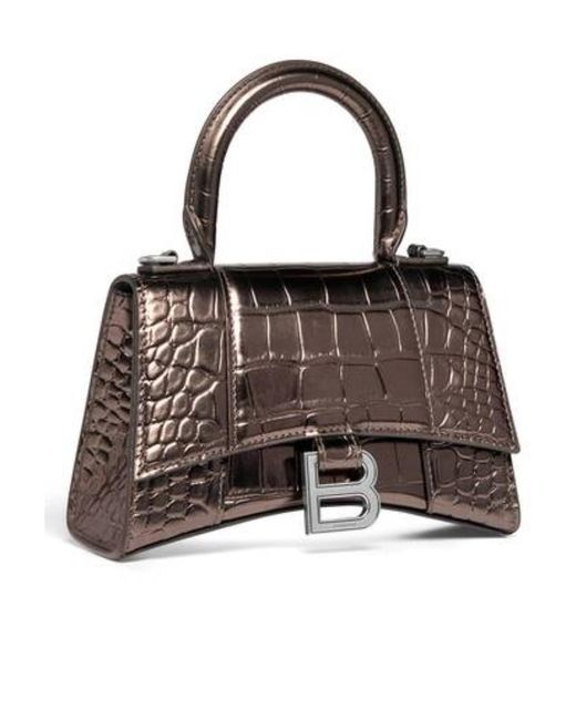 Balenciaga Black Croc-Embossed Xs Tote Bag